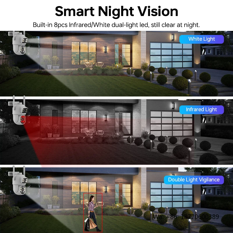Eseecloud Dual Lens PTZ Camera, Sound & Light Alarm, Night Vision, WiFi Outdoor Security IP CCTV Camera