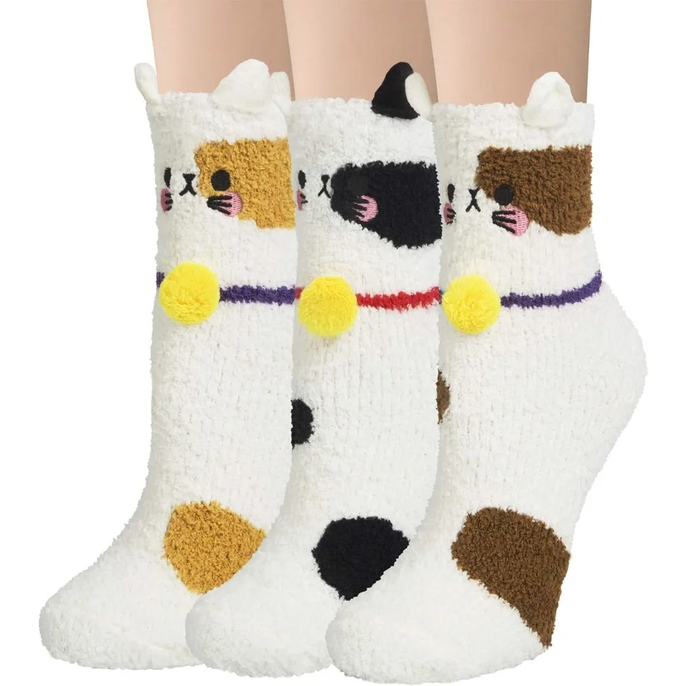 

Womens Fuzzy Socks Winter Warm Fluffy Soft Slipper Home Sleeping Cute Animal Socks
