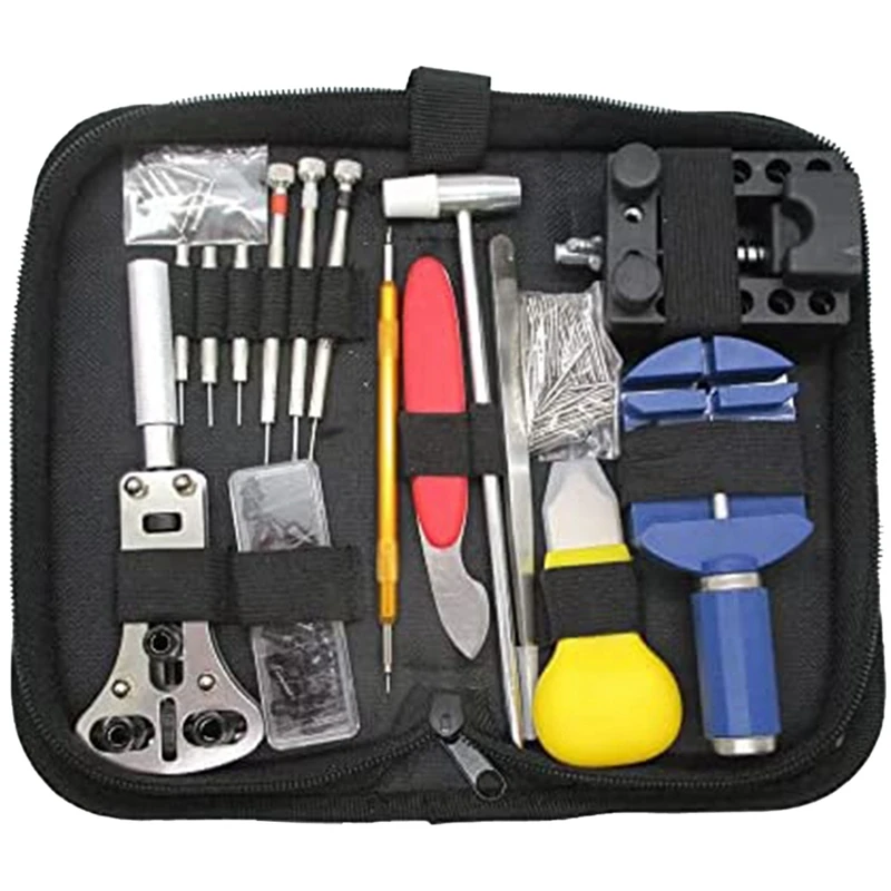 AUAU-Watch Repair Kit (147 Pcs) Watch Repair Kit Strap Remover Bottom Opener Repair Watch Fixing And Adjusting Tools