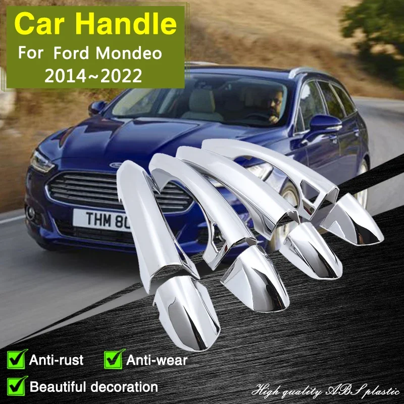 

Fit for Ford Mondeo Fusion 4 MK4 CD391 2014~2022 Luxurious Chrome Smart Door Handle Cover Trim Car Accessories Sticker 2018 2019