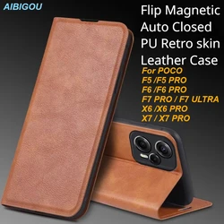 POCO F5 5G X6 X5 X7 F6 F7 PRO Luxury Leather Case Retro Skin BOOK Flip Magnet Full Cover For Xiaomi POCO F5 X5 X6 PRO Phone Bags