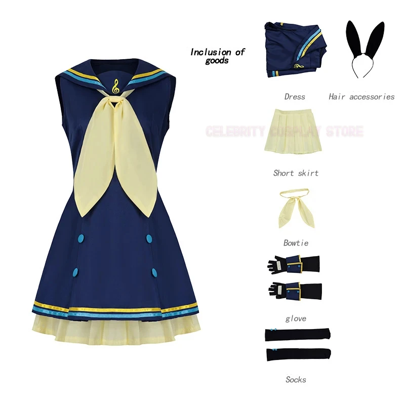 New Rin Len Halloween Uniform Cosplay Complete Costumes sets Tops+Shorts accessories women men suit