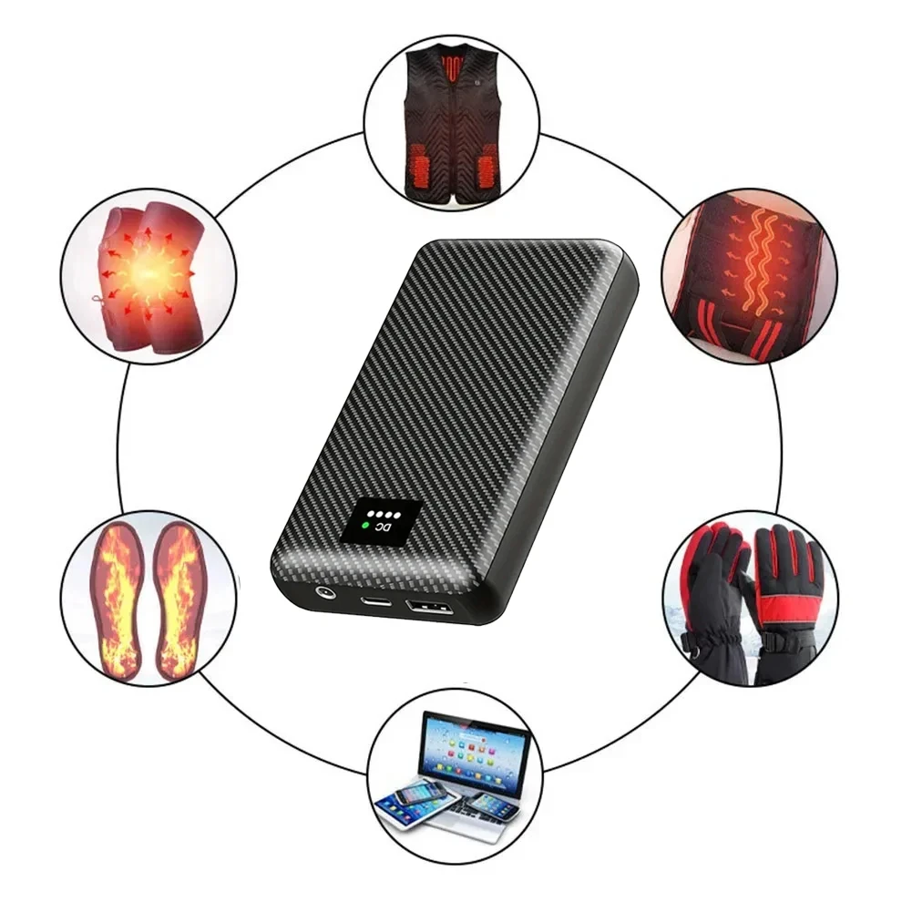 Batería para pantalones calentada de 40000mAh, Powerbank externo DC 7,4 V para chaleco calefactable, chaqueta, bufanda, guantes, ropa calefactora, calidez de invierno