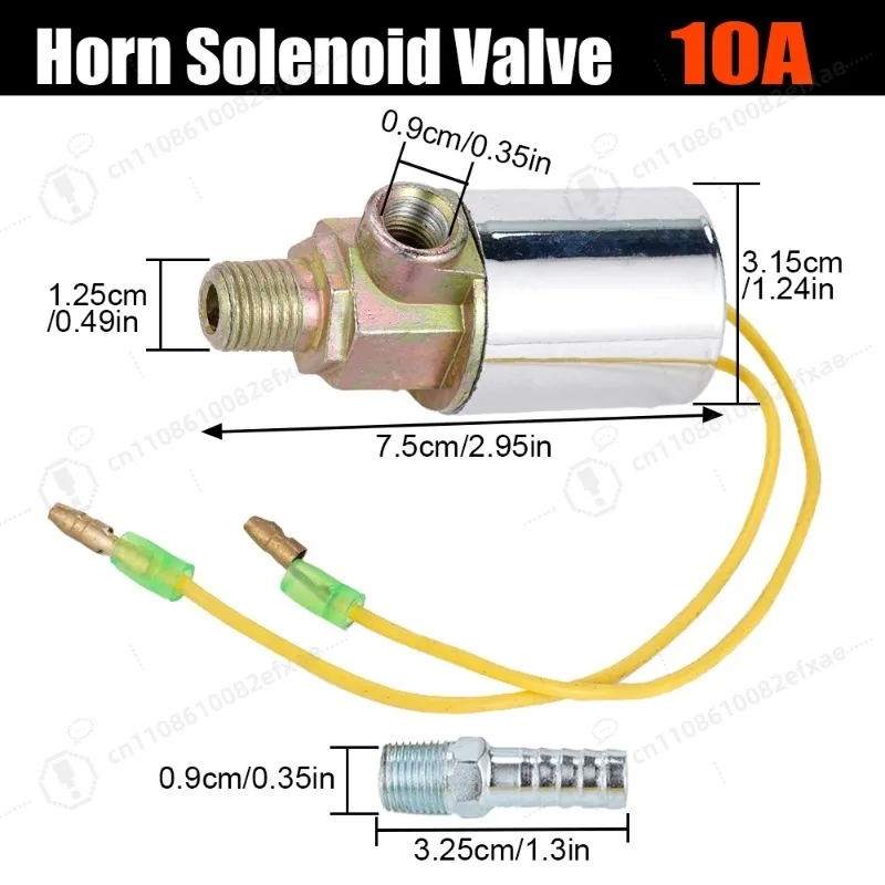 12V 24V Truck Air Horn Electric Solenoid Valve 180 PSI, Heavy Duty Metal Train Horn Kit Accessories for Vehicle Auto Marine