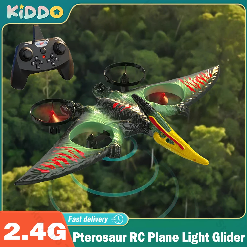 Pterosaur RC Plane 2.4G EPP Foam Anti-Wear RC Drone with LED Light Gravity Sensing Aircraft Glider Toys for Kids Christmas Gifts