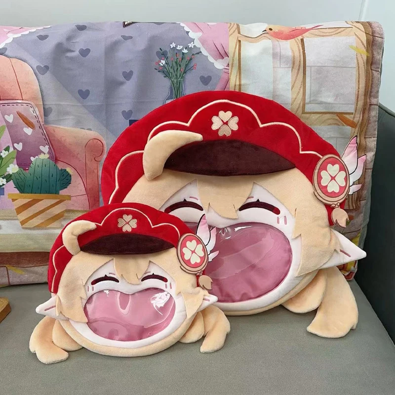 Anime Genshin Impact Klee Cosplay Plush Bag Big Mouth Transparent Itabag Zipper Backpack Messenger Shoulder Bags Birthday Gift