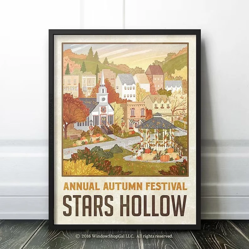 Modern Stars Hollow "Autumn Festival" Travel Wall Art Print Canvas Painting Poster Picture For Living Room,Bedroom Home Decor