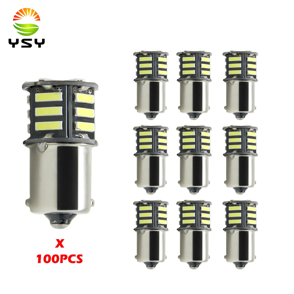 

YSY 100PCS/Lot 1156 BA15S P21W S25 1459 21 LED 7020 SMD Canbus Car Styling Front Turn Signal Lamp Backup Lights White Amber