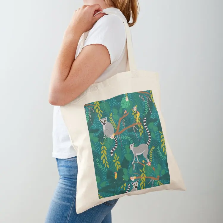 

Lemurs in a Teal Jungle Tote Bag Custom bag supermarket folding bag eco pack personalized tote