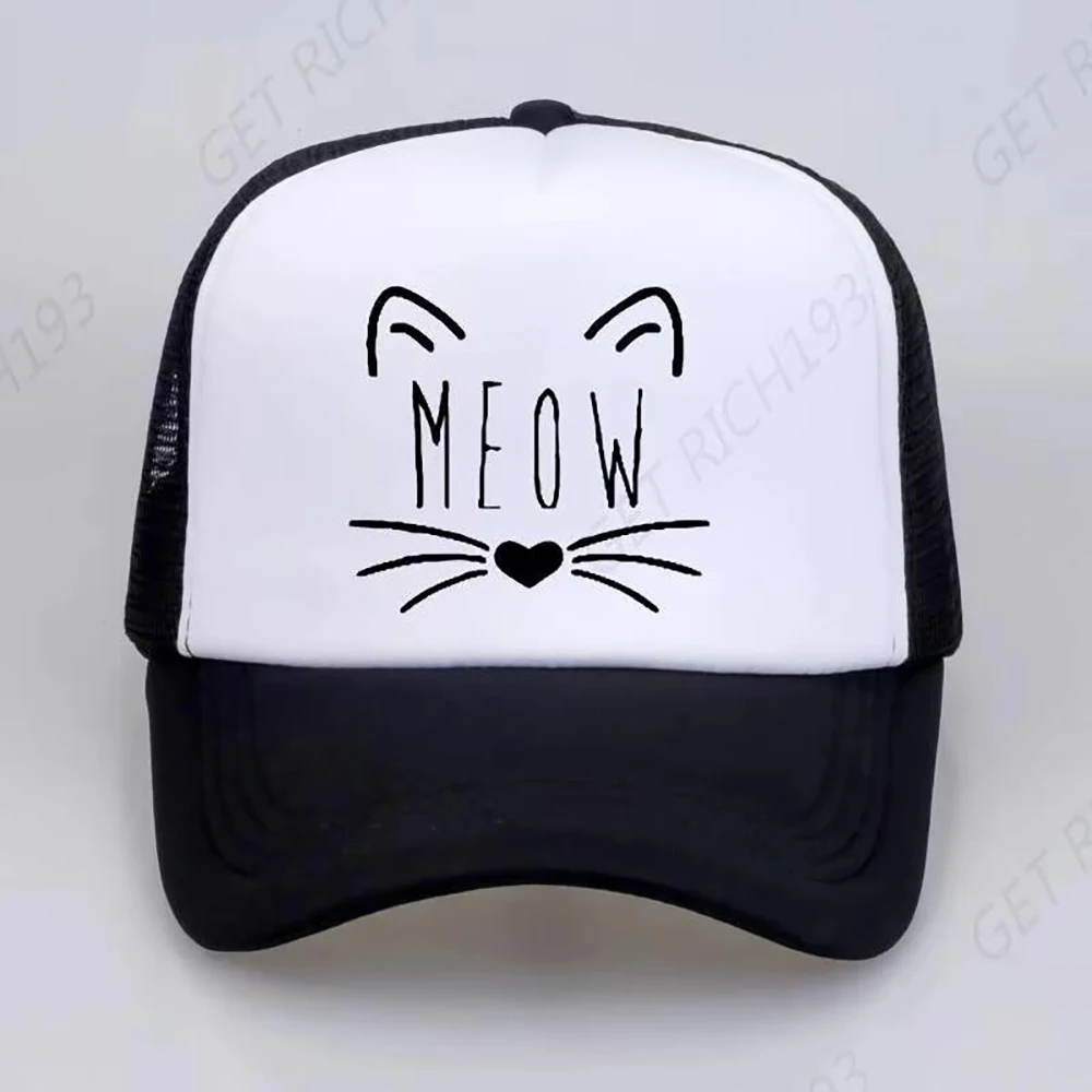 

Meow Print Dad Hat Men Women Summer Baseball Caps Trucker Hat Forunisex Mesh Adjustable Size Hip-Hop Snapback Cap