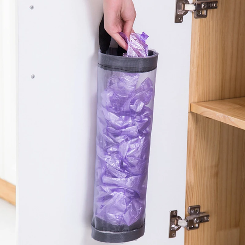 Home Grocery Bag Holder Wall Mount Plastic Bag Holder Dispenser Hanging Storage Trash Garbage Bag Kitchen Garbage Organizer
