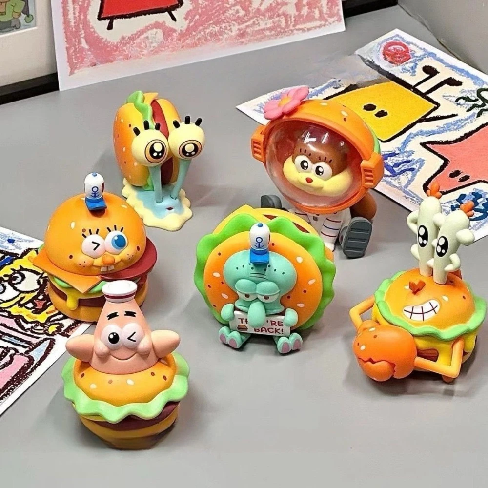 SpongeBob Schwammkopf Burger Serie Blind Box Pie Big Star Octopus Brother Handgemacht Trendy Play Car Desktop Ornament Geschenk