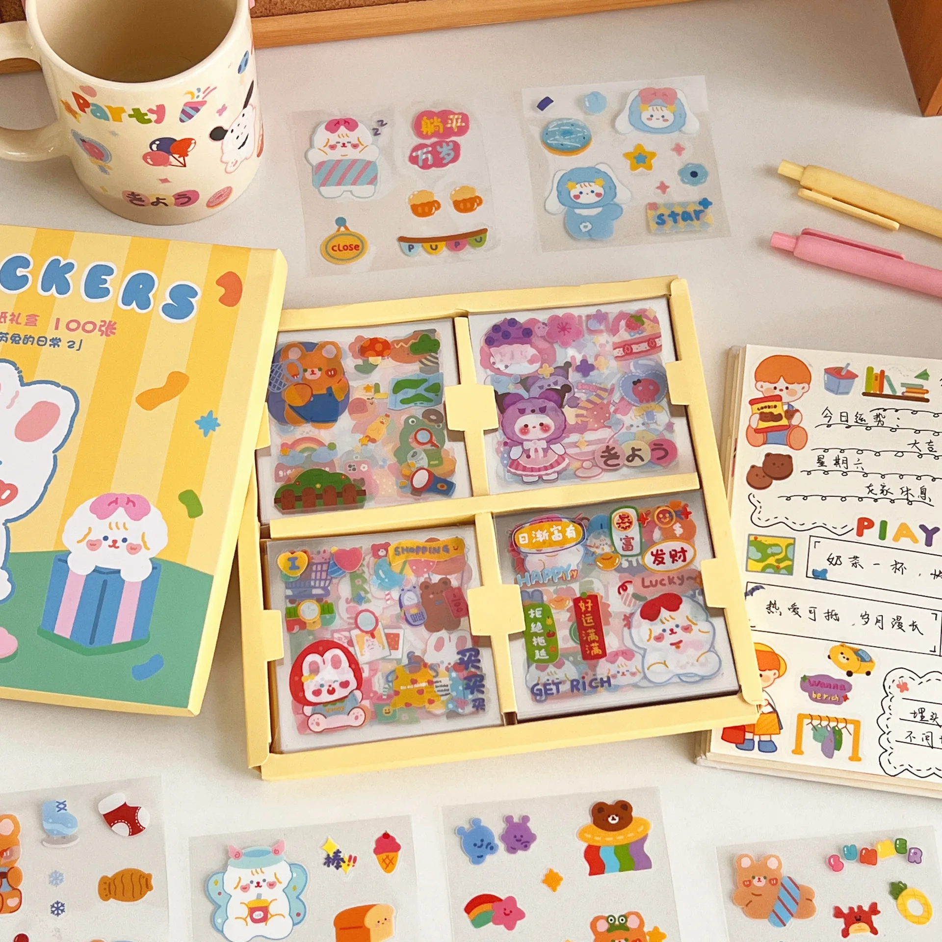 25/100 Pcs Cartoon Cute Sticker Pack Handbook Material Sticker Waterproof Handbook Sticker