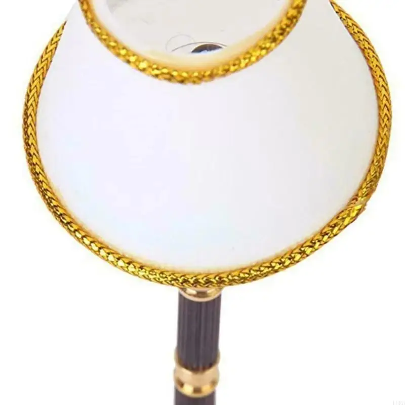 Elegante lampada da pavimento in miniatura da 1/12 bambola con tonalità bianca per bambola soggiorno scenica illuminazione L8RB