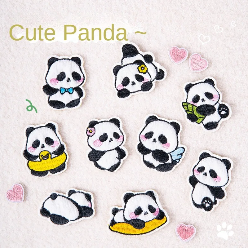 Simpatico peluche Panda animale ricamato Patch Patch sui vestiti ricamo Patch per abbigliamento adesivi Clorhing Applique in ferro fai da te