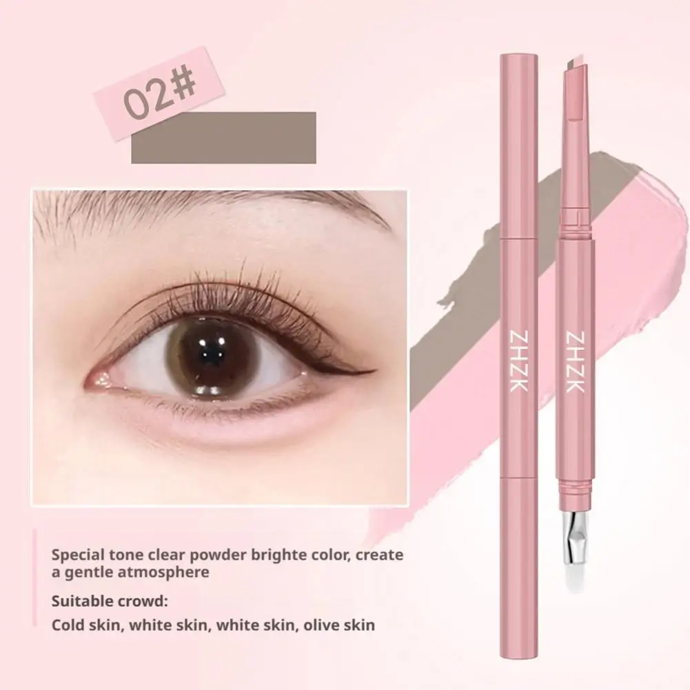 Crayon pour les yeux deux en un à Double extrémité, dissimulation naturelle, éclaircissant longue durée, imperméable, résistant aux taches, stylo ver à soie pour paupières