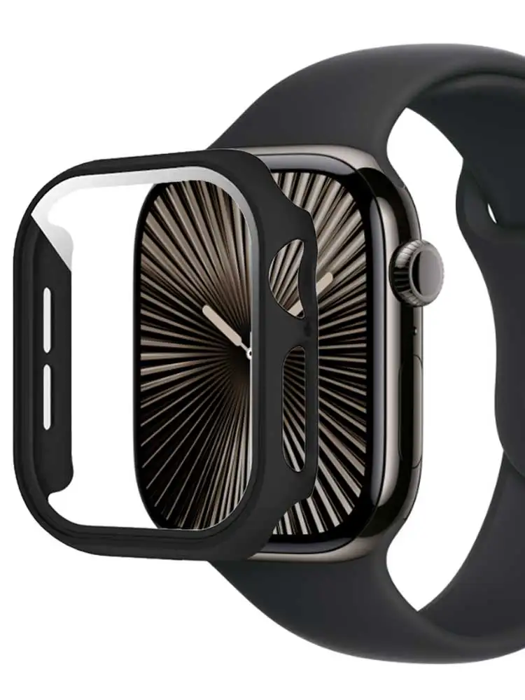 Tempered Glass+cover For Apple Watch Case Accessories 45mm 41mm 44mm 40mm 42mm Screen Protector Apple watch serie 9 4 5 6 SE 7 8