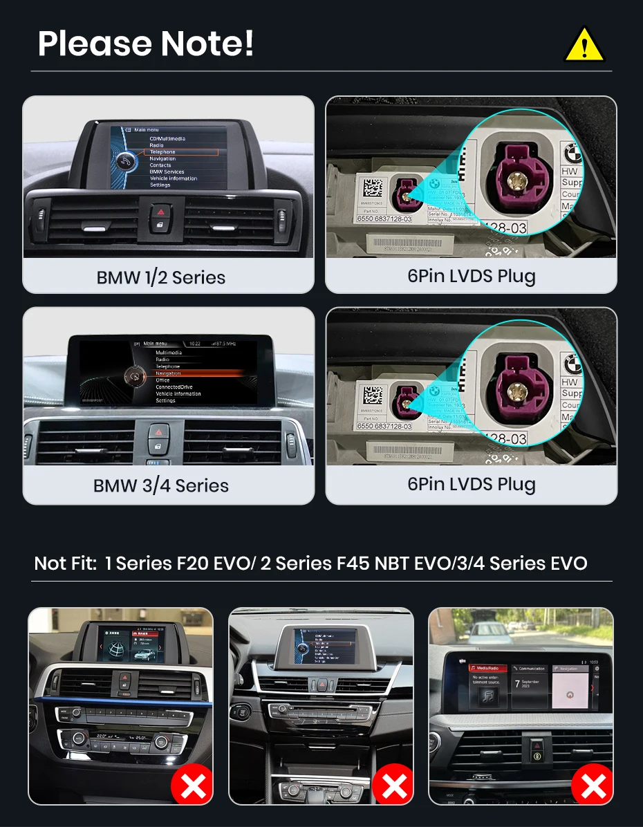 Junsun 10,25'' Multimedia-Touchscreen für BMW 1/2/3/4 Serie F20/F21/F22/F30/F31/F33/F34/F36 2012-2021 Wireless Carplay Android Auto NBT EVO System Bluetooth GPS Navigation Stereo – Detail 1
