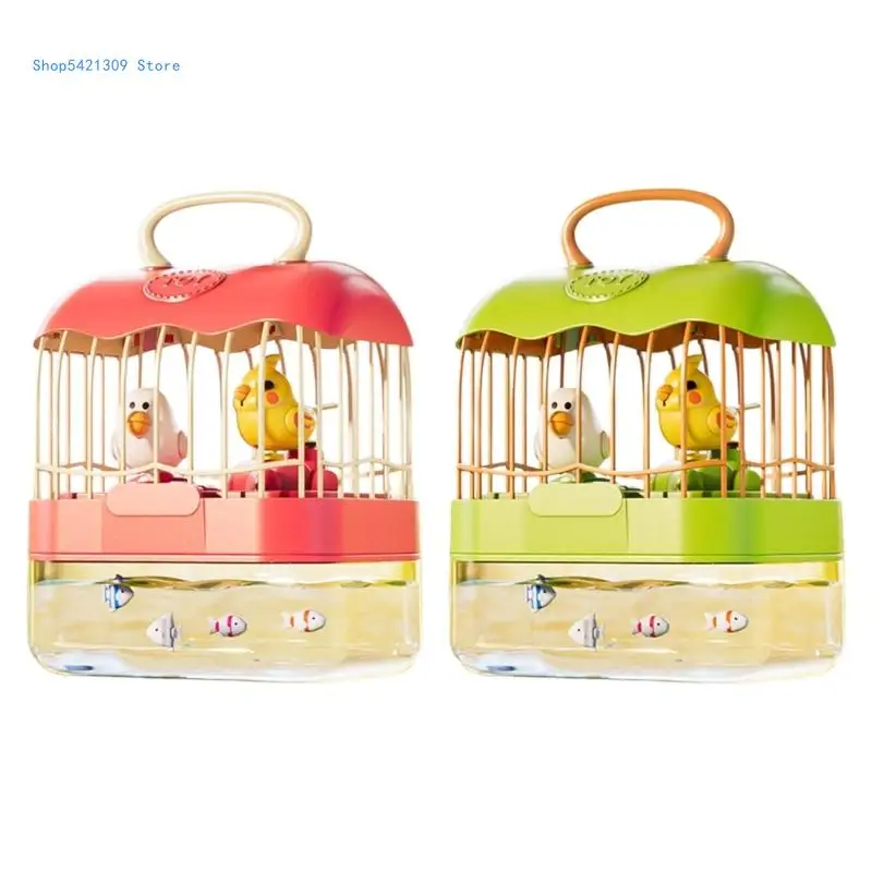 Musical Flapping Bird Toy for Kids Light Up Toy Bird Cage with Fish Bowl