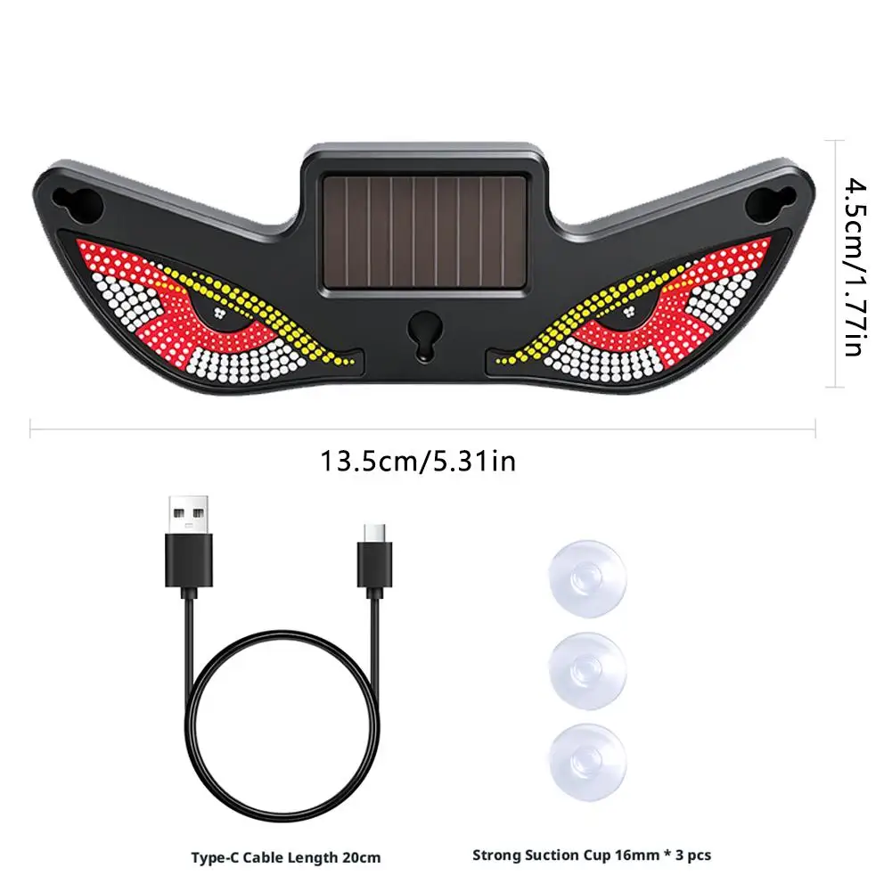 Coole DEMON EYE Ambientebeleuchtung Solar Teufelsauge Leuchtschild für Windschutzscheibe Atmende Neonlichter Auto-Dekoration – Detail 22