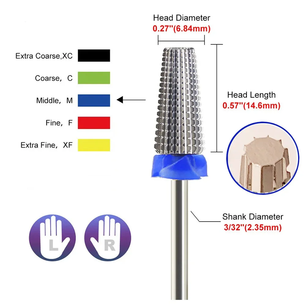 200Pcs  5 In 1  Extra Long Tungsten Carbide Nail Drill Bits Safety Nail Salon Accessories, Efficient Removal Of Gel Polish Acryl