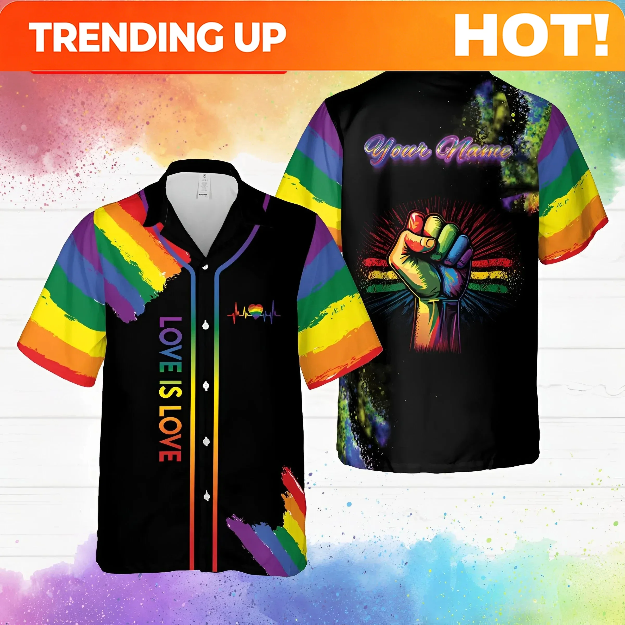 Customization LGBT Be Proud Rainbow Hawaiian Shirt, Love Wins Hawaii Shirt, Pride Button Up Shirt, LGBT Pride Month Shirt