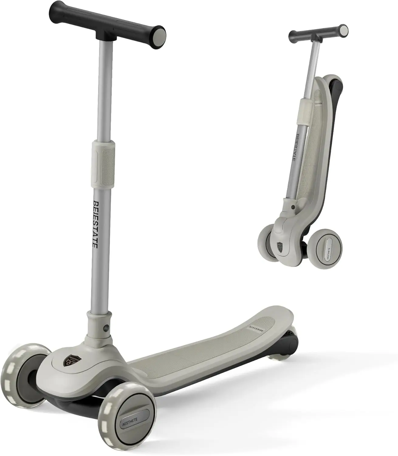 Trottinette pliable esthétique pour enfants, trottinette à 3 roues pour enfants âgés de 3 à 17 ans, maximum de 220 lb, verrouillage du limite de direction, guidon réglable, un