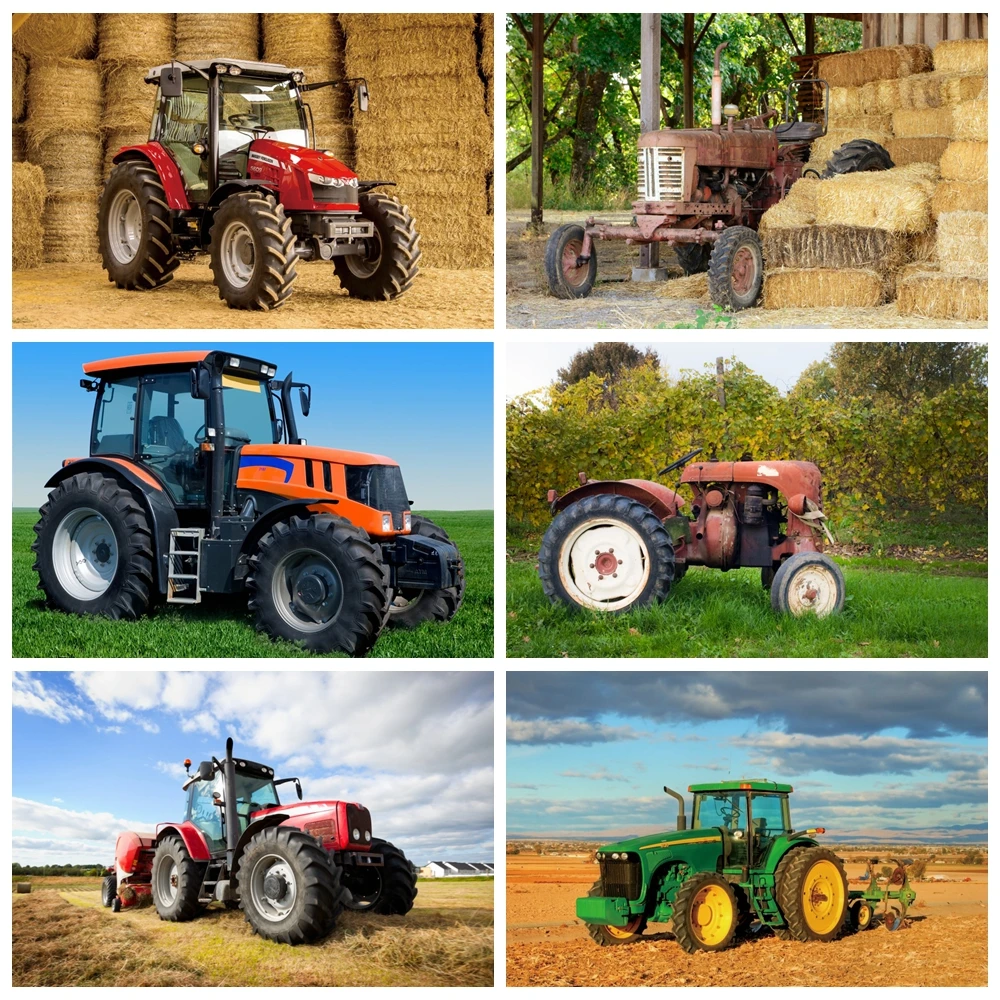 Old Tractor Warehouse Rural Haystack Baby Newborn Party Birthday Photo Background Photography Backdrop Photo Studio