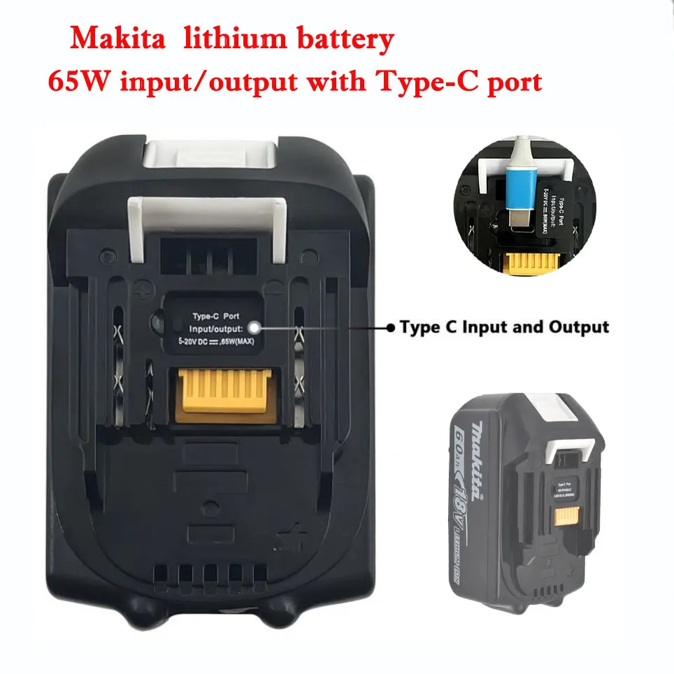 Makita Original 18V 6.0Ah, replaceable LED lithium-ion battery LXT BL1860B BL1860, rechargeable power tool battery