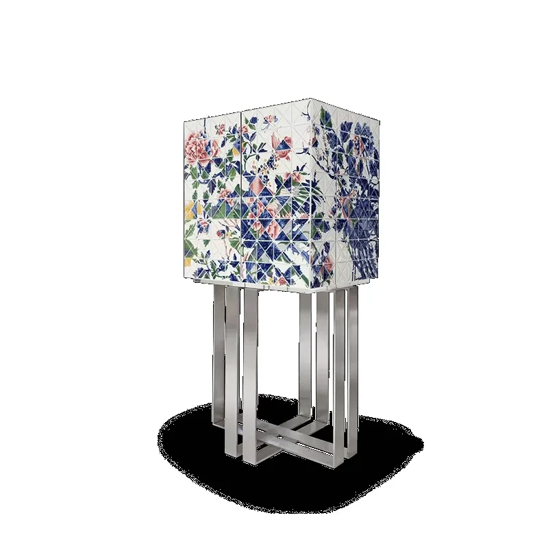 Modern Minimalist Decorative Side Cabinet Tile Surface Storage Furniture For Home