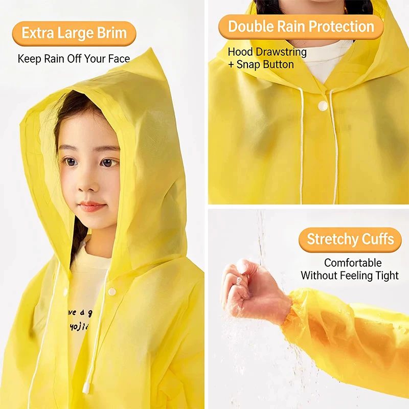 (.) Disposable Children's Raincoat Extended Onesie Suitable For Children To Carry School Bags Long Rain Poncho
