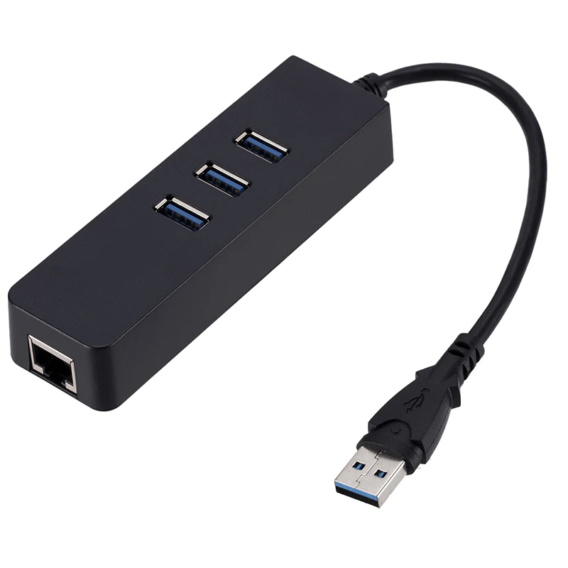 3 Ports USB 3.0 Gigabit Ethernet Lan RJ45 Network Adapter Hub To 1000Mbps