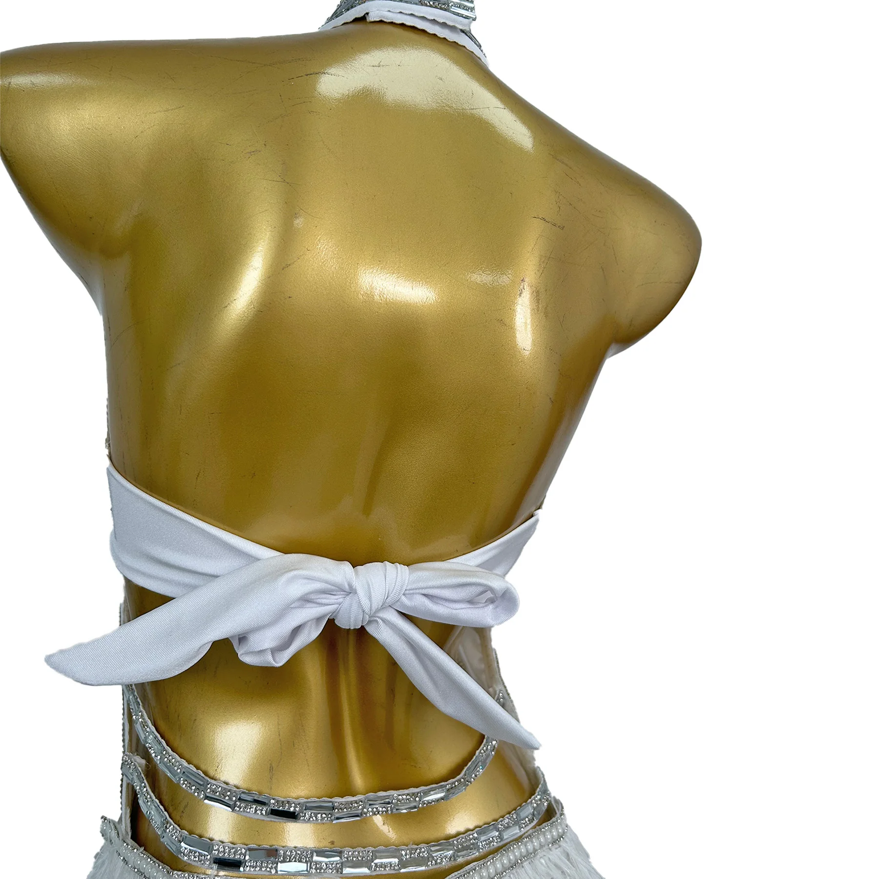 Kombinezony damskie z piórami i dżetami, na ramiączkach, idealne na imprezy w klubach nocnych, do tańca na rurze, na występy sceniczne, na festiwale.