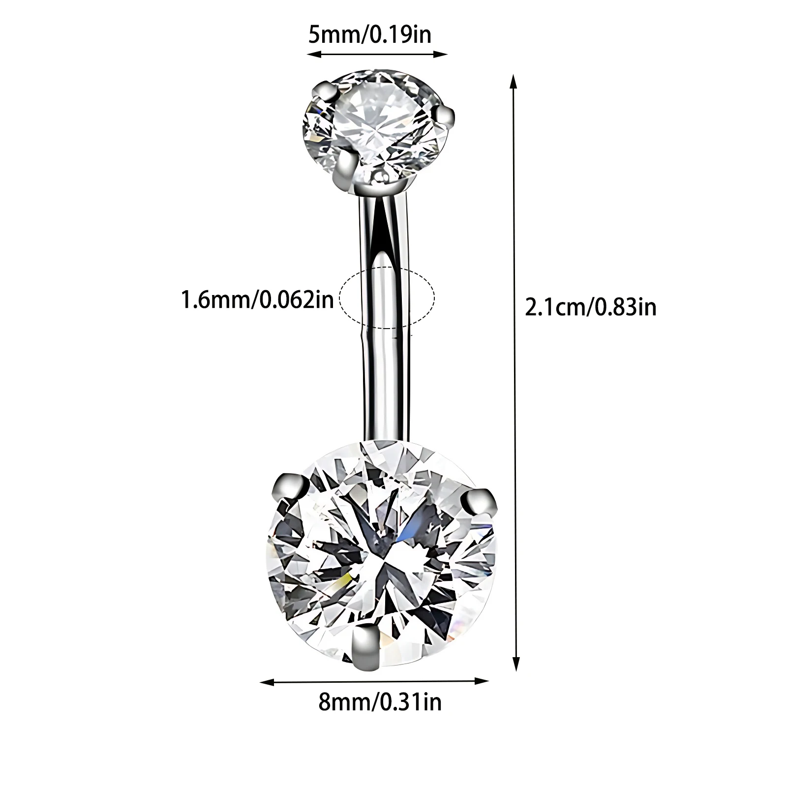 10 Colors Curved Belly Button Piercing 14G Stainless Steel Crystal Belly Piercing Women Zircon Navel Bar Cz Belly Ring Ombligo