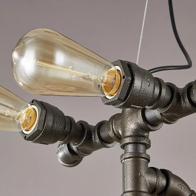 Retro Industrial Pendant Steampunk Lamp Antique Bicycle Ceiling hanging loft lampVintage Water Pipe Wrought Iron Ceiling Lights