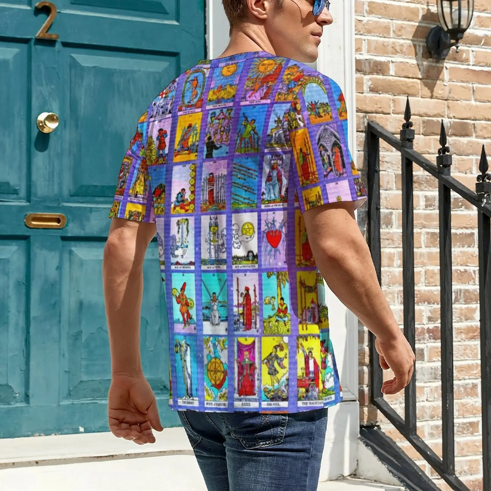 Tarot Cards T Shirt For Couple Major Minor Arcana Pattern O Neck T Shirts Trendy Clothing Short Sleeve Streetwear Oversized Tees