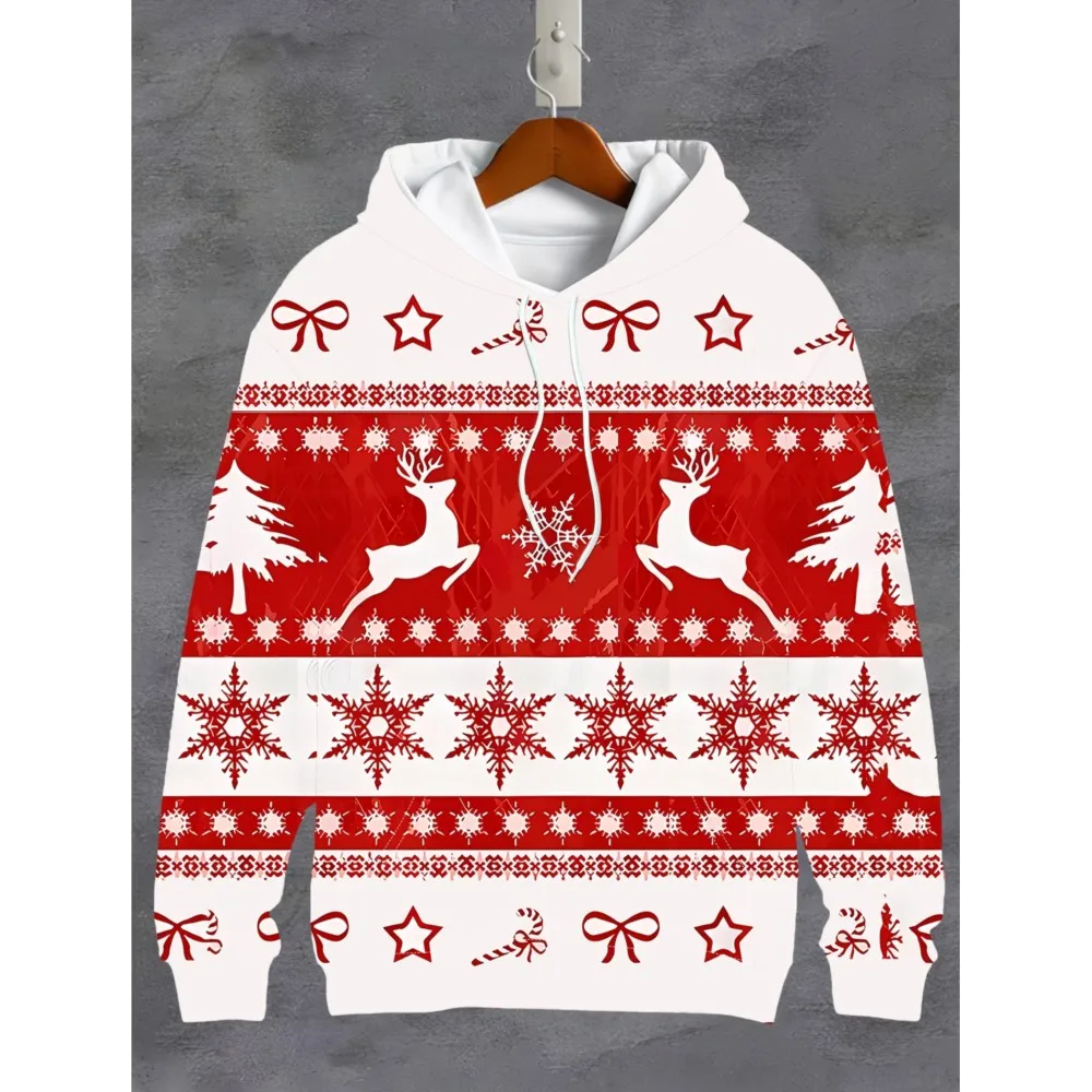 Herren Kapuzenpullover, 3D-Drucke, lustiges Weihnachtsthema-Sweatshirt, Kordelzug, Sportbekleidung, langärmelige Oberteile, lässige Herrenbekleidung