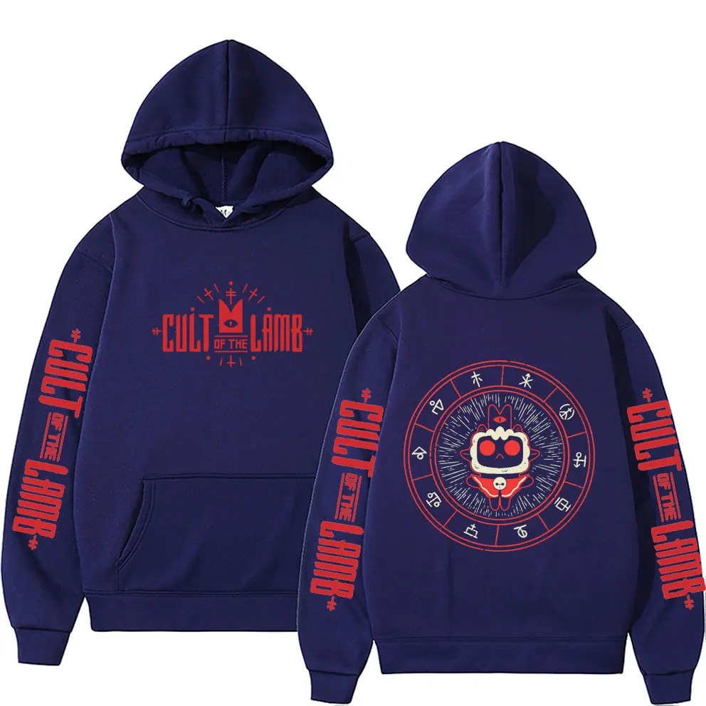 Game Cult of The Lamb Print Hoodie Men Women Vintage Fleece Cotton Pullover Hoodies Unisex Fashion Casual Oversized Streetwear view 3
