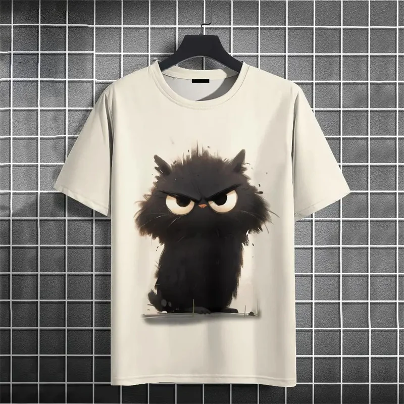 

Printed Cute Cat T-Shirt Men's Funny Animal Pattern T-Shirt Summer Fashion Casual Oversized Street Top Crew Neck T-Shirt