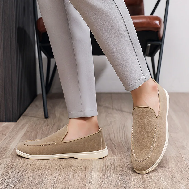 

Suede Leather Men Casual Shoes Fashion ComfortableMan Loafers Breathable Slip on Platform Lightweight Walking Driving Shoes