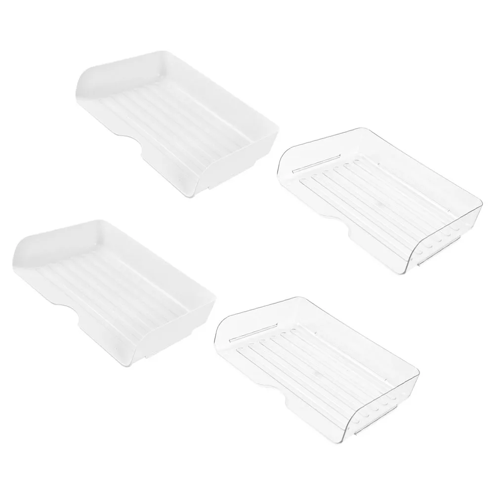 

4Pcs Clear Plastic Desk Organizer Stackable File Paper Tray Office Document Storage Holder Desktop Book Rack White