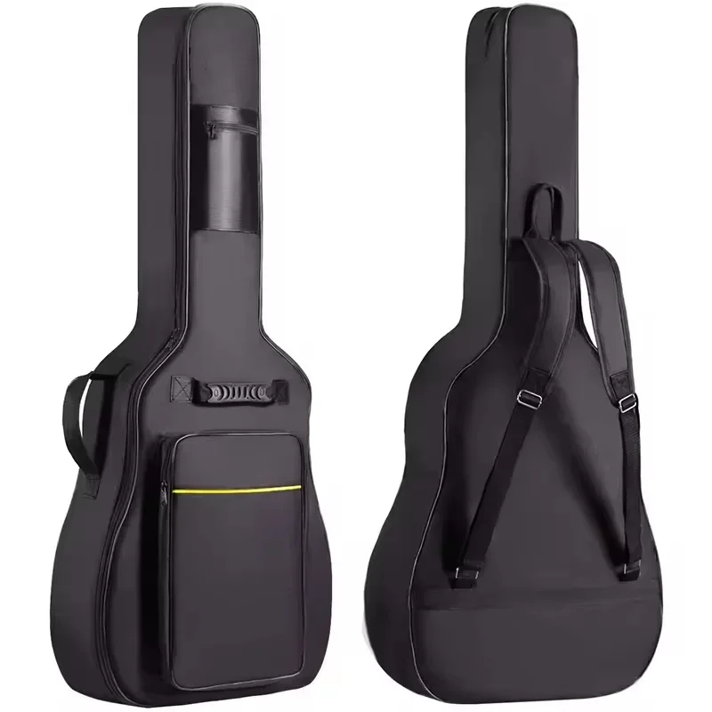 

Zip closure Travel-friendly polyester guitar High quality black nylon cotton leather instrument bag