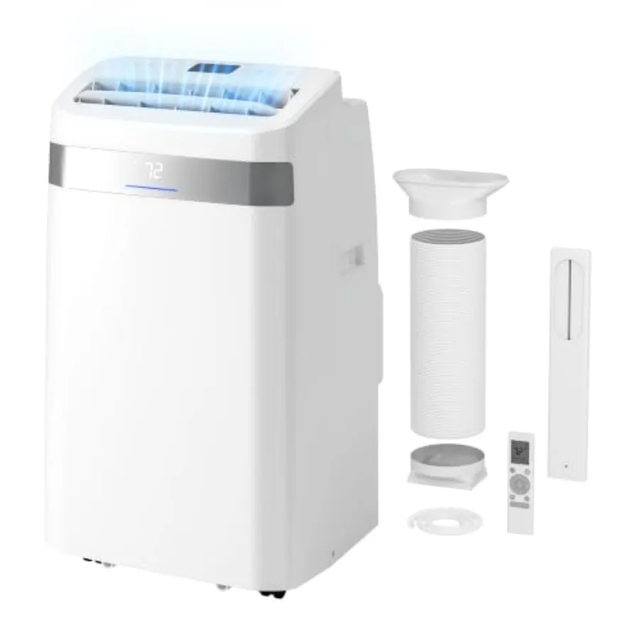 12000 BTU Portable Air Conditioner for Large Room and Office, 4-in-1 Cooling AC Unit with Dehumidifier, Fan, Sleep Mode, 24H Ti
