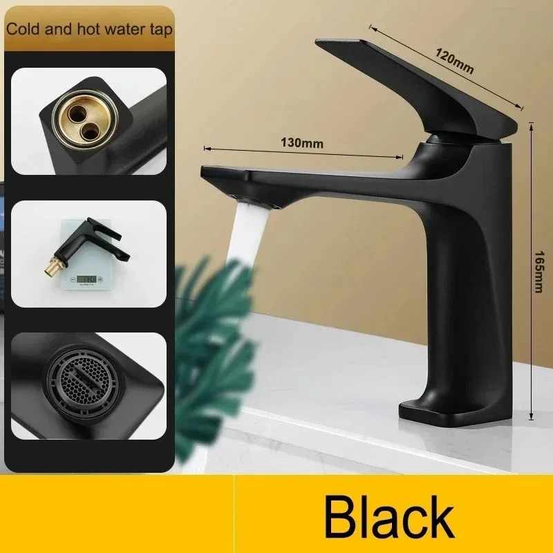 Household Bathroom Faucets Single Handle Basin Faucet Wash Basin Mixing Tap Hot and Cold Water Tap Deck Mounted Splash Proof
