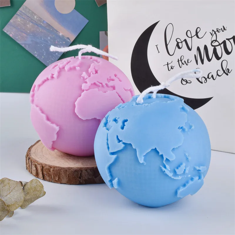 3D Earth Candle Silicone Mold Concrete Earth Plaster Mold DIY Handmade Desktop Decoration Tools Wedding Gift Craft Candle Mold