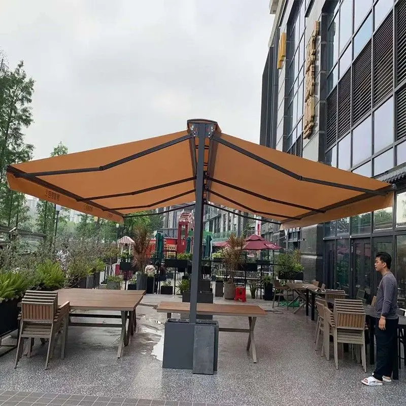 

Double open telescopic canopy outdoor awning, telescopic canopy, aluminum alloy intelligent folding