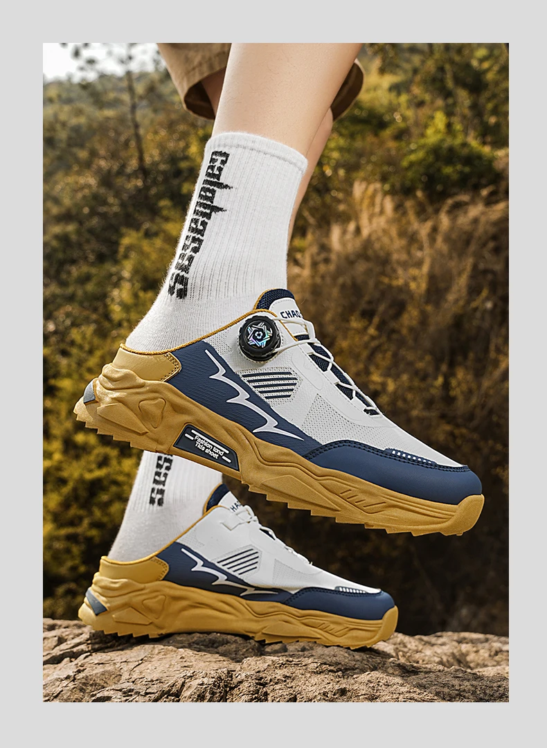 Herren Koreanische Lässige Atmungsaktive Freizeitschuhe Sommer Weichsohlige Rutschfeste Jugend-Halbslipper mit Drehbaren Schnürsenkeln Sport-Trendschuhe – Detail 11