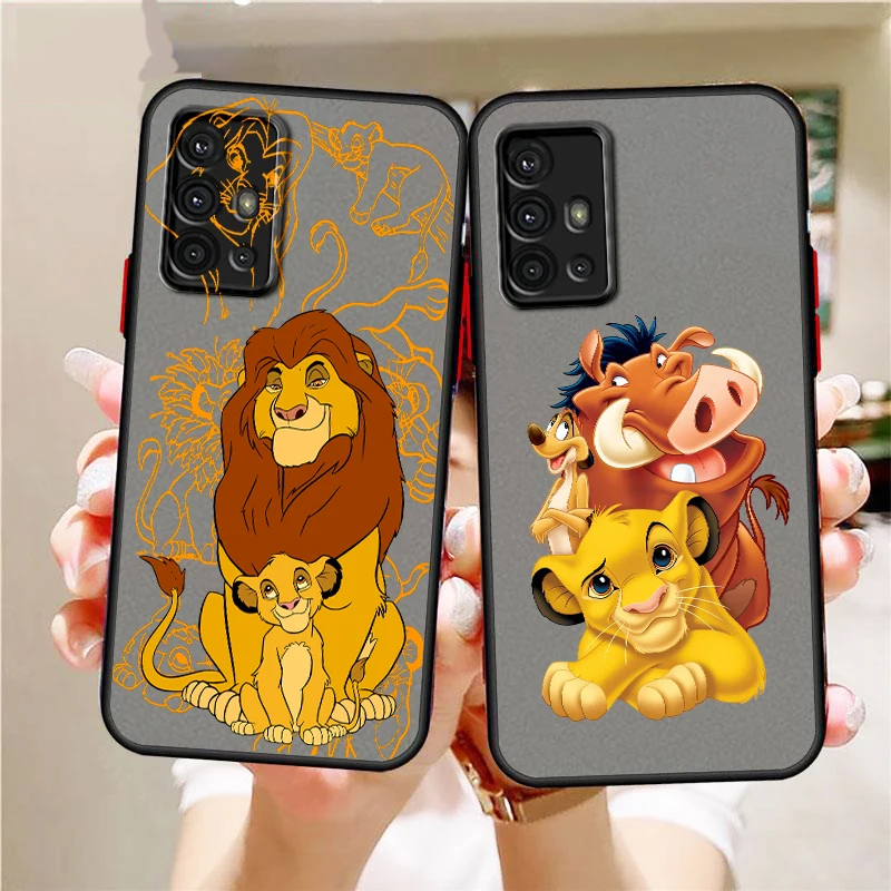 

Disney Lion King Simba For Samsung A53 A52 A33 A32 A51 A71 A21S A13 A73 A50 A22 A12 A72 5G Frosted Translucent Phone Case