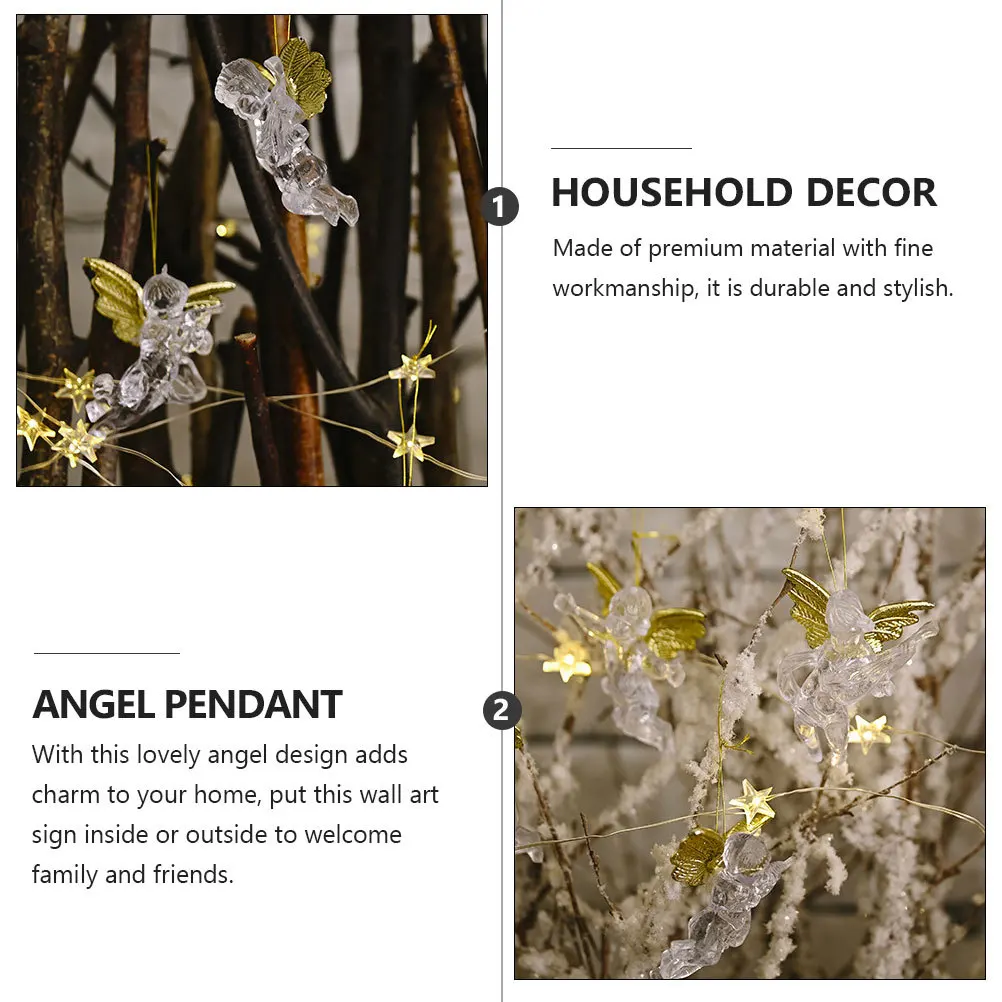 

12Pcs Acrylic Transparent Angel Pendant Hanging Ornament for Outdoor Indoor Decor Garden Porch Patio Window Display