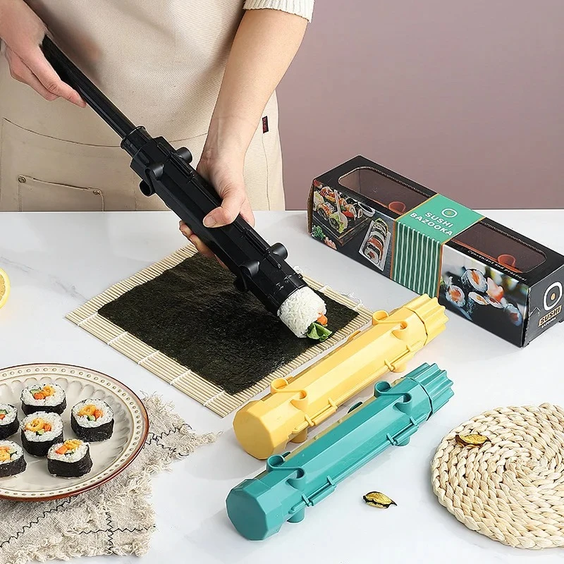 

Plastic Sushi Bazooka Maker Cylinder Roller DIY Quick Japanese Rice Ball Mold Kitchen Bento Tool